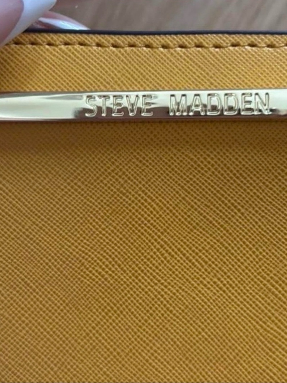 Steve Madden Men’s Mustard Yellow Crossbody with Gold Logo Bar